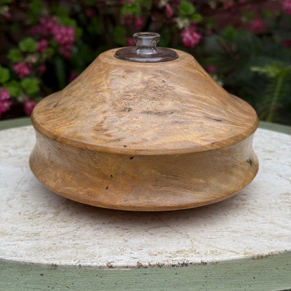 Vintage Hand-Turned Burl Wood Oil Lamp
