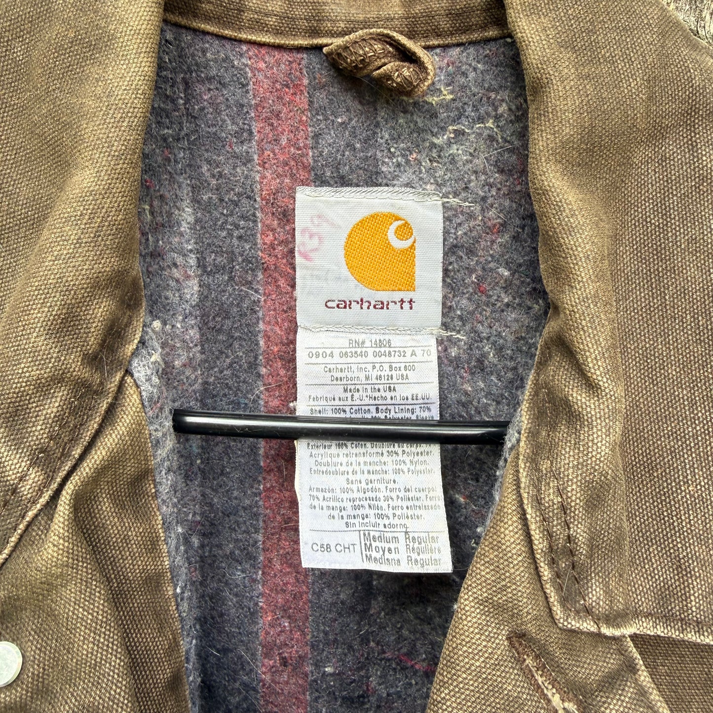 Vintage Brown Carhartt Blanket Lined Chore Jacket