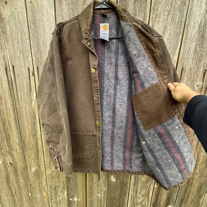 Vintage Brown Carhartt Blanket Lined Chore Jacket